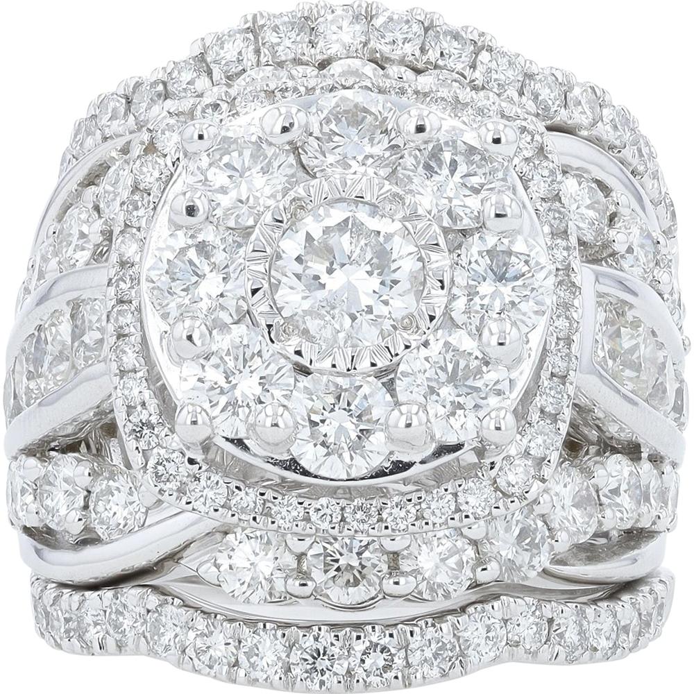 14K White Gold 5 Carat Halo Diamond Bridal Set