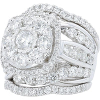 14K White Gold 5 Carat Halo Diamond Bridal Set