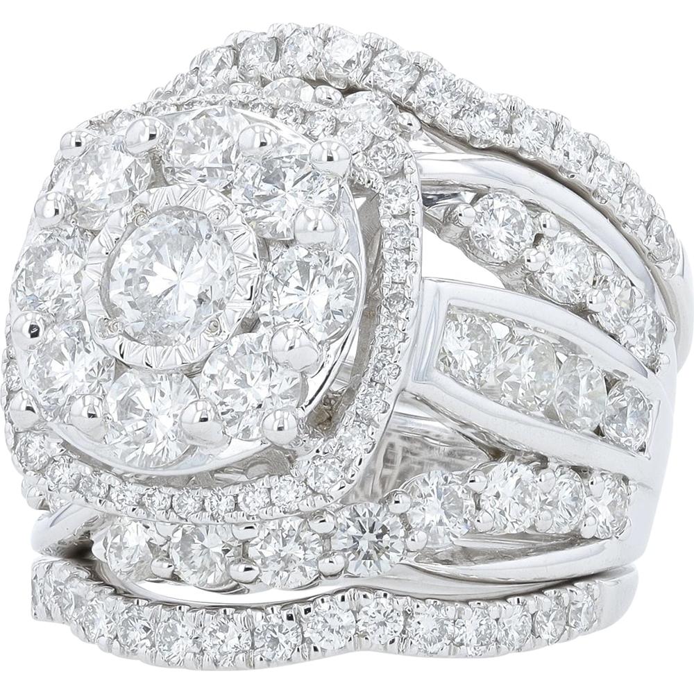 14K White Gold 5 Carat Halo Diamond Bridal Set