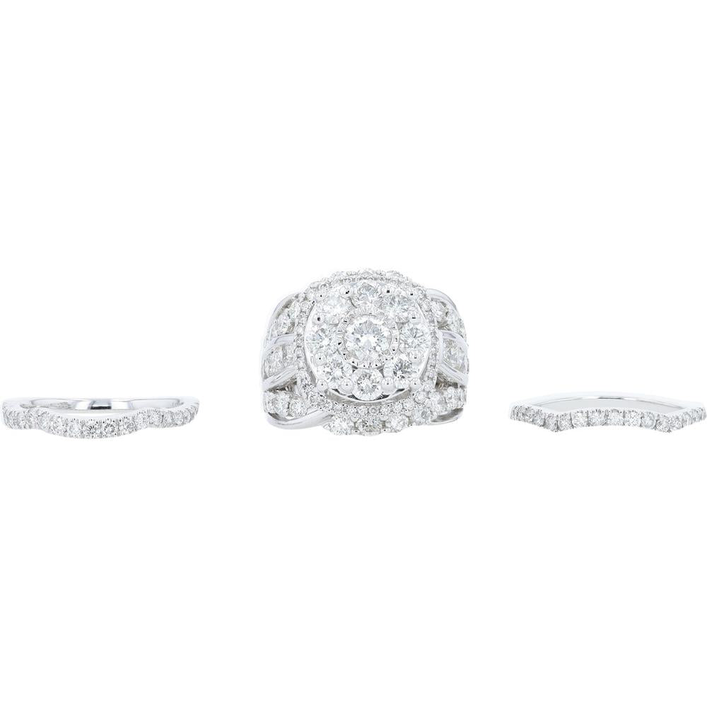 14K White Gold 5 Carat Halo Diamond Bridal Set