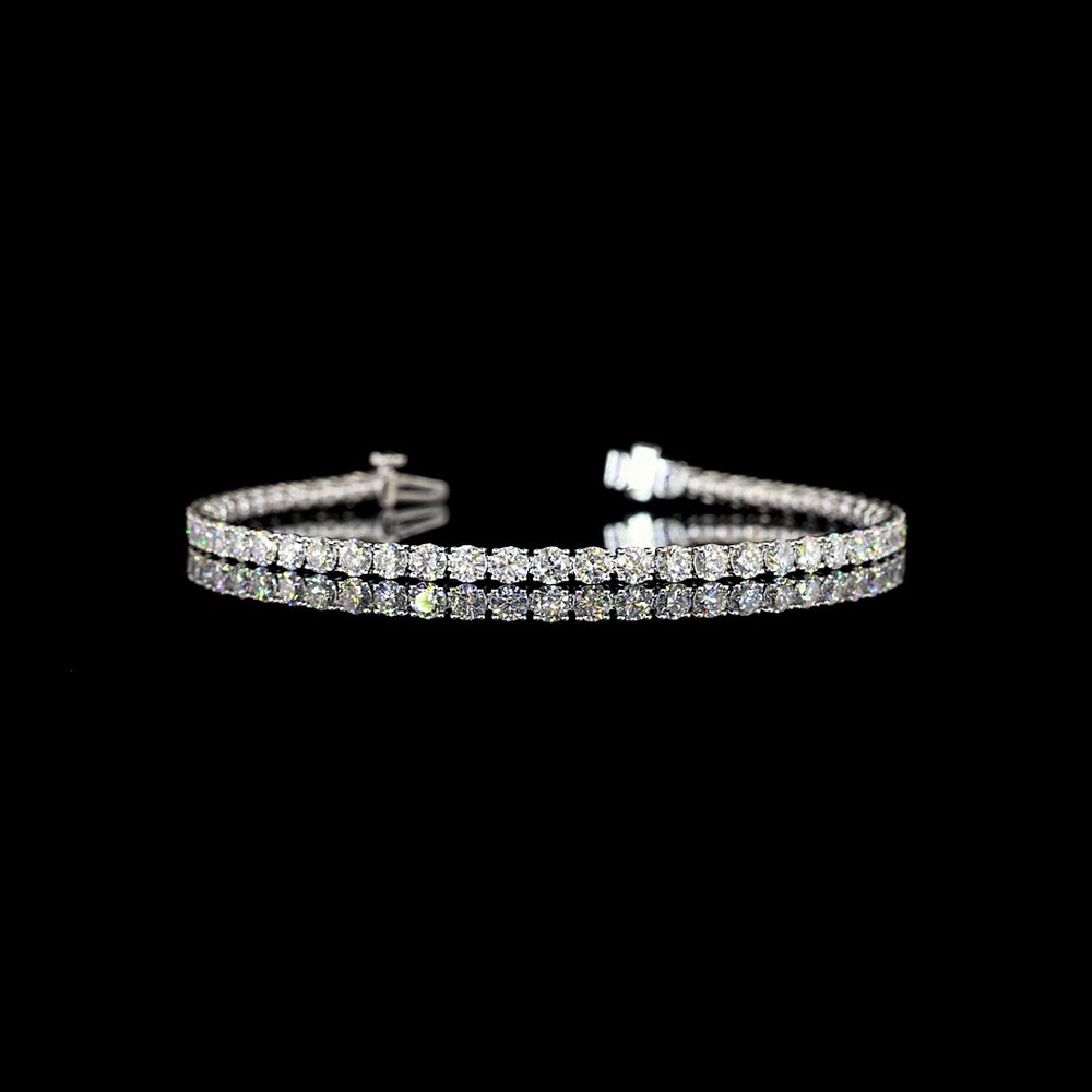 14K White Gold 5 Carat Round Brilliant Tennis Bracelet with Prong Set Lab Diamonds - 53 Stones, E-F Color, VS Clarity - Covaloro Fine Jewelry