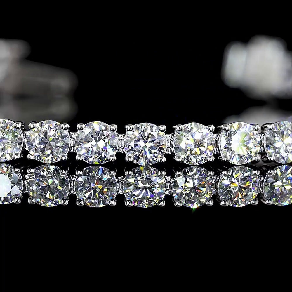14K White Gold 5 Carat Round Brilliant Tennis Bracelet with Prong Set Lab Diamonds - 53 Stones, E-F Color, VS Clarity - Covaloro Fine Jewelry