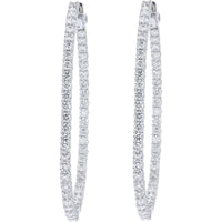 14K White Gold 5 Carat Total Weight Diamond Inside-Out Hoop Earrings