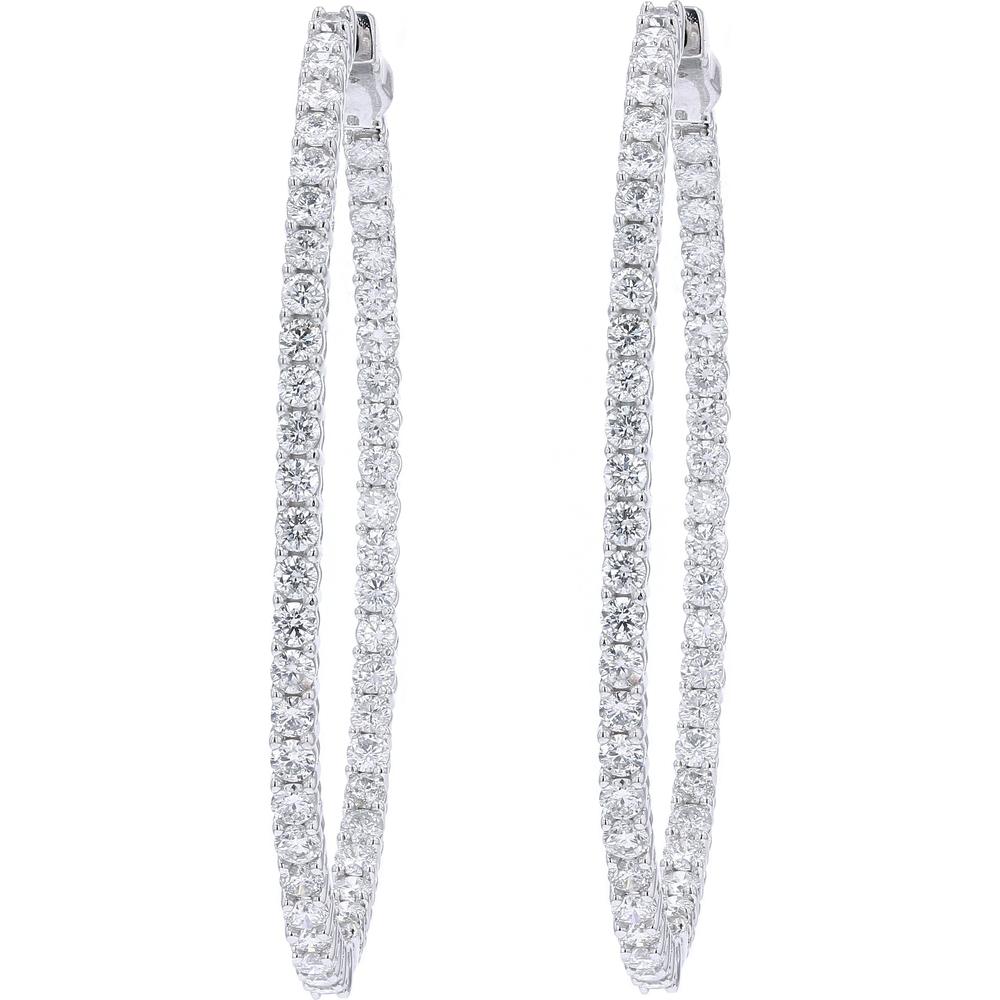 14K White Gold 5 Carat Total Weight Diamond Inside-Out Hoop Earrings