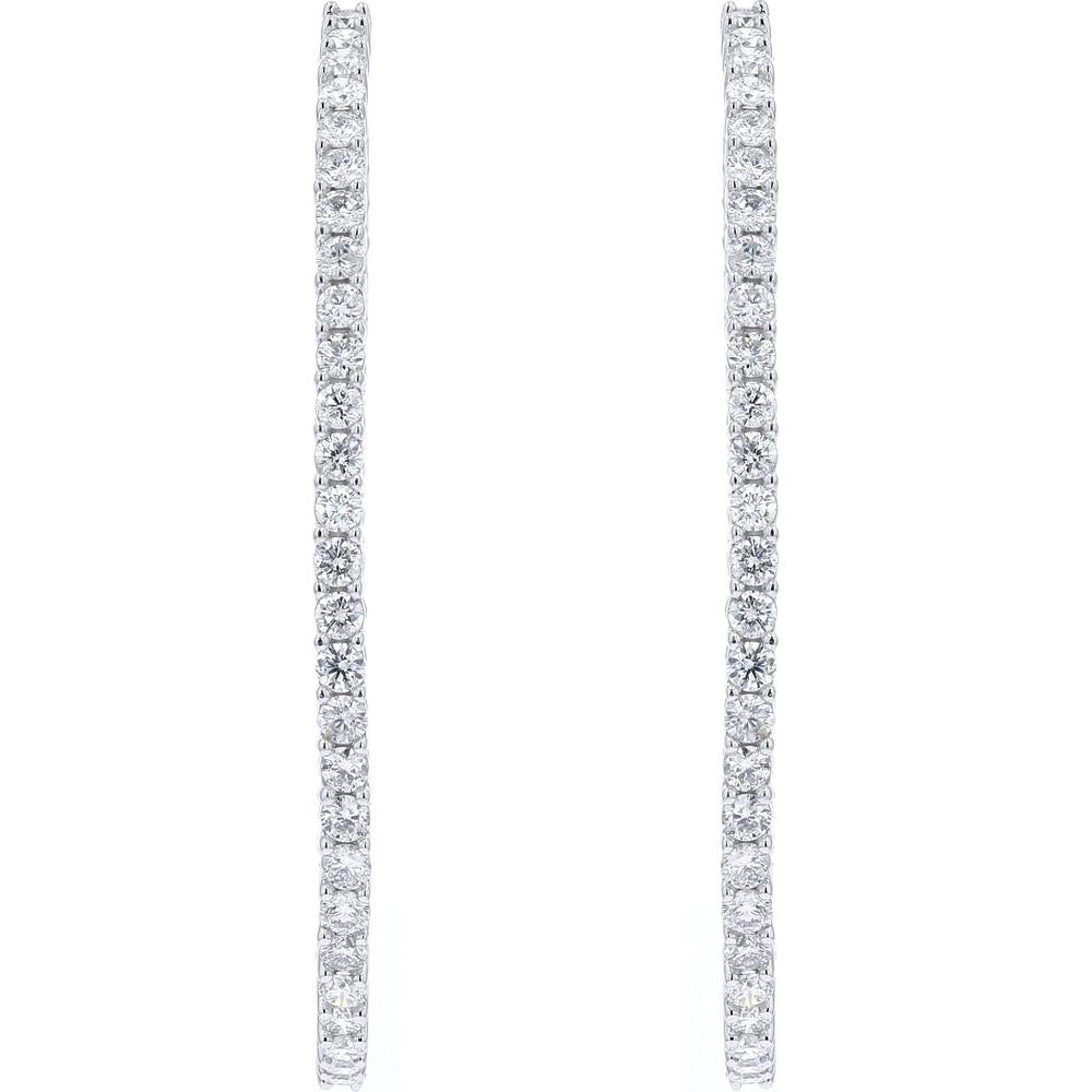 14K White Gold 5 Carat Total Weight Diamond Inside-Out Hoop Earrings