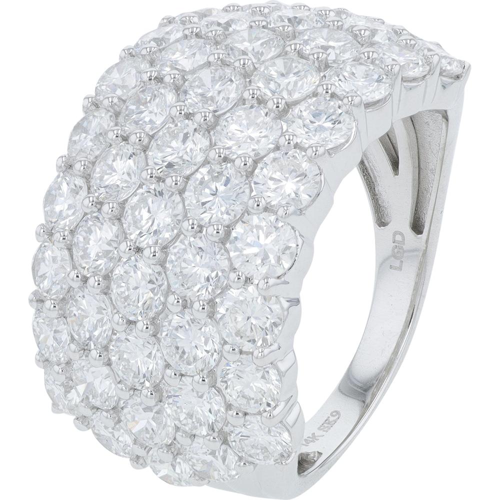 14K White Gold 5 Carat Total Weight Lab Grown Diamond Band - Pave Set Diamonds
