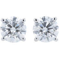 14K White Gold 5 Carat Total Weight Round Lab Grown Diamond Stud Earrings with Four-Prong Screw Backs