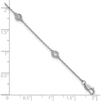 14K White Gold 5-Station Diamond Bezel-Set Cable Chain Bracelet - 1/3 Carat Total Diamond Weight by Oro Pregiato
