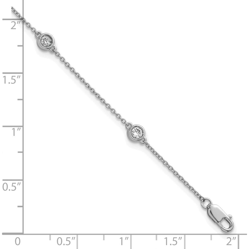 14K White Gold 5-Station Diamond Bezel-Set Cable Chain Bracelet - 1/3 Carat Total Diamond Weight by Oro Pregiato