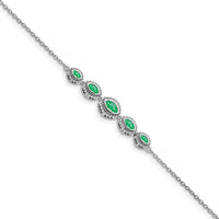14K White Gold 5-Stone Bezel-set Marquise Emerald Bracelet - 0.50 Carats Total Emerald Weight by Monteluci Fine Jewelry