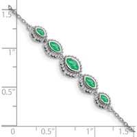 14K White Gold 5-Stone Bezel-set Marquise Emerald Bracelet - 0.50 Carats Total Emerald Weight by Monteluci Fine Jewelry