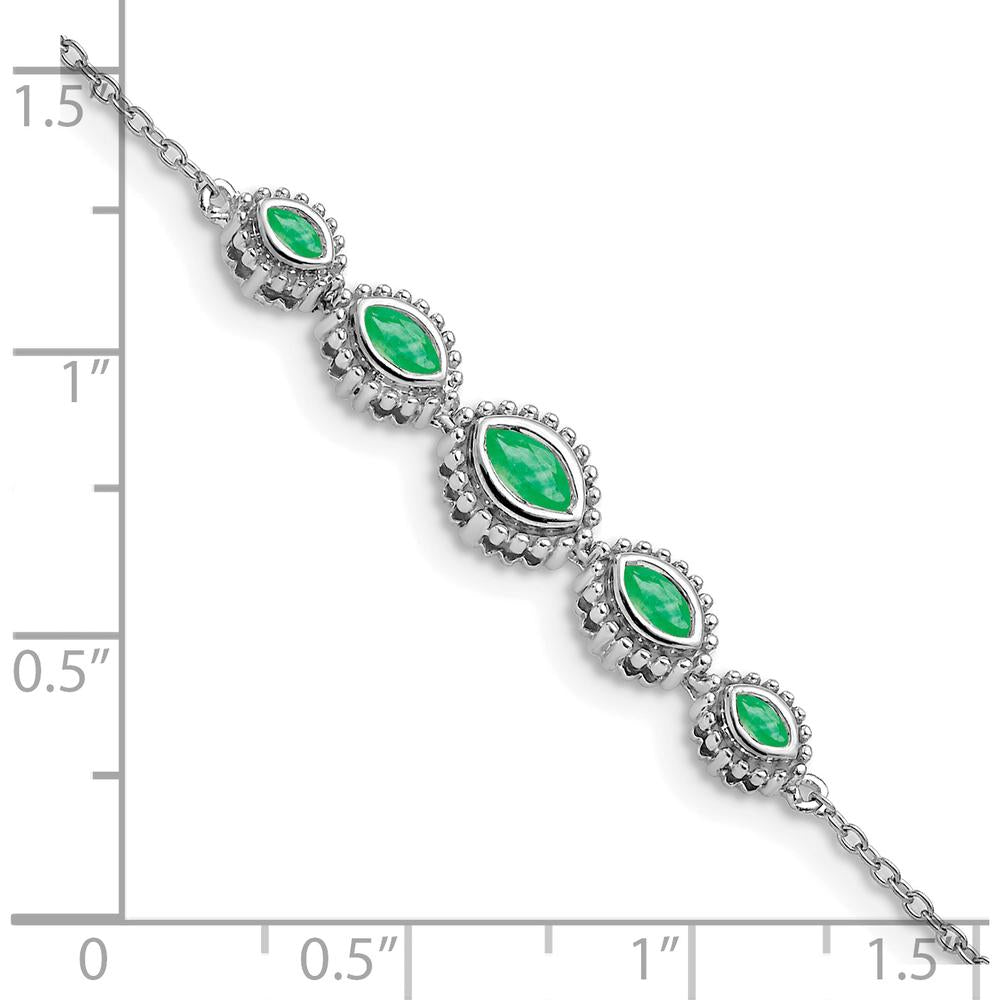 14K White Gold 5-Stone Bezel-set Marquise Emerald Bracelet - 0.50 Carats Total Emerald Weight by Monteluci Fine Jewelry