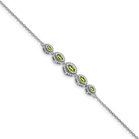 14K White Gold 5-Stone Bezel-Set Marquise Peridot Bracelet - 0.49 Carats Total Peridot Weight by Monteluci Fine Jewelry