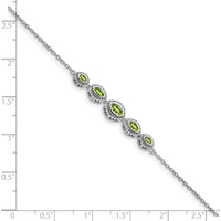 14K White Gold 5-Stone Bezel-Set Marquise Peridot Bracelet - 0.49 Carats Total Peridot Weight by Monteluci Fine Jewelry