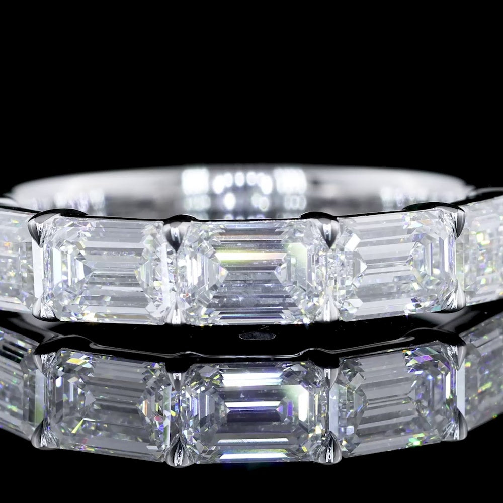 14K White Gold 5-Stone East-West Eternity Band with Emerald Cut Lab Diamonds - 1.84 Carats Total Diamond Weight - Covaloro Fine Jewelry