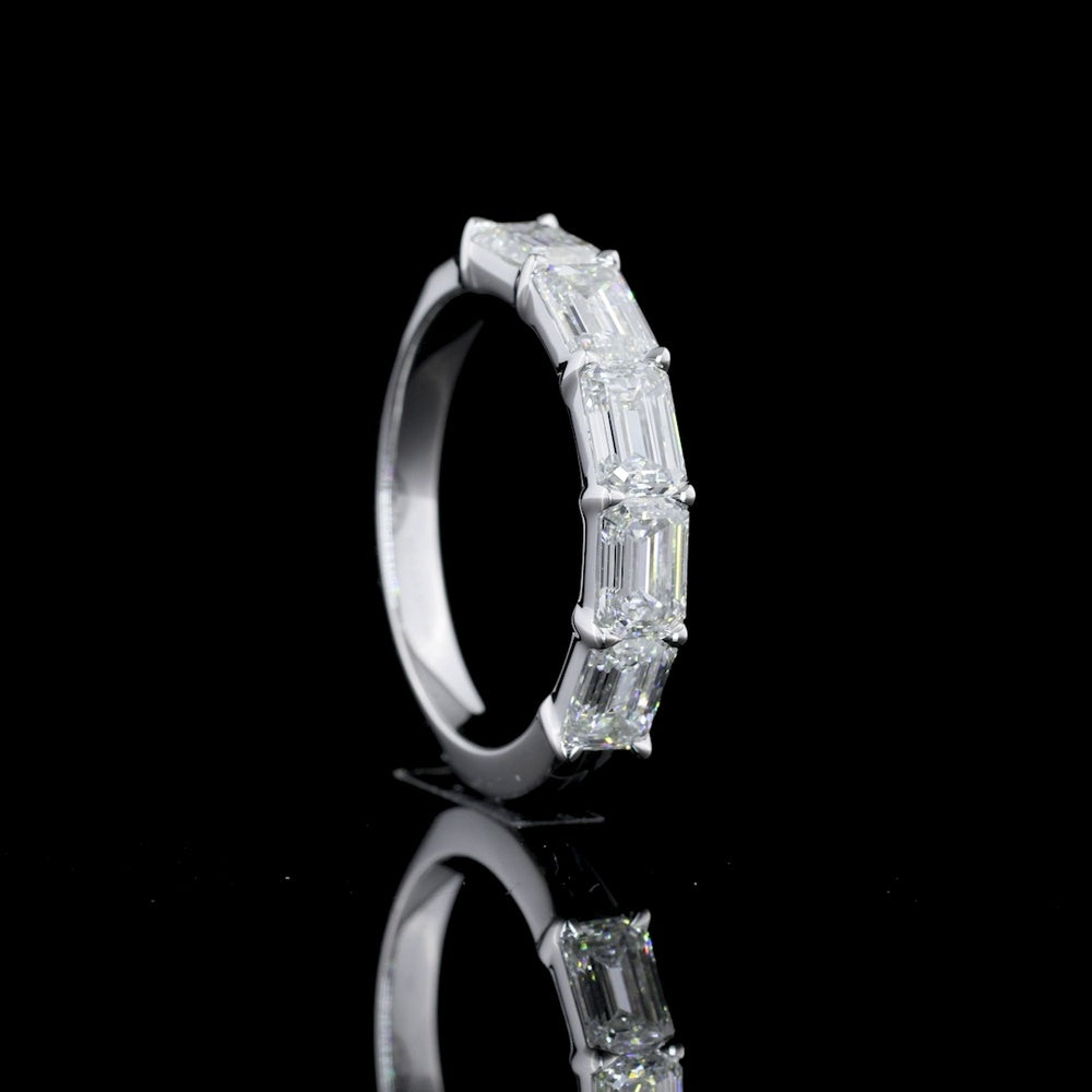 14K White Gold 5-Stone East-West Eternity Band with Emerald Cut Lab Diamonds - 1.84 Carats Total Diamond Weight - Covaloro Fine Jewelry
