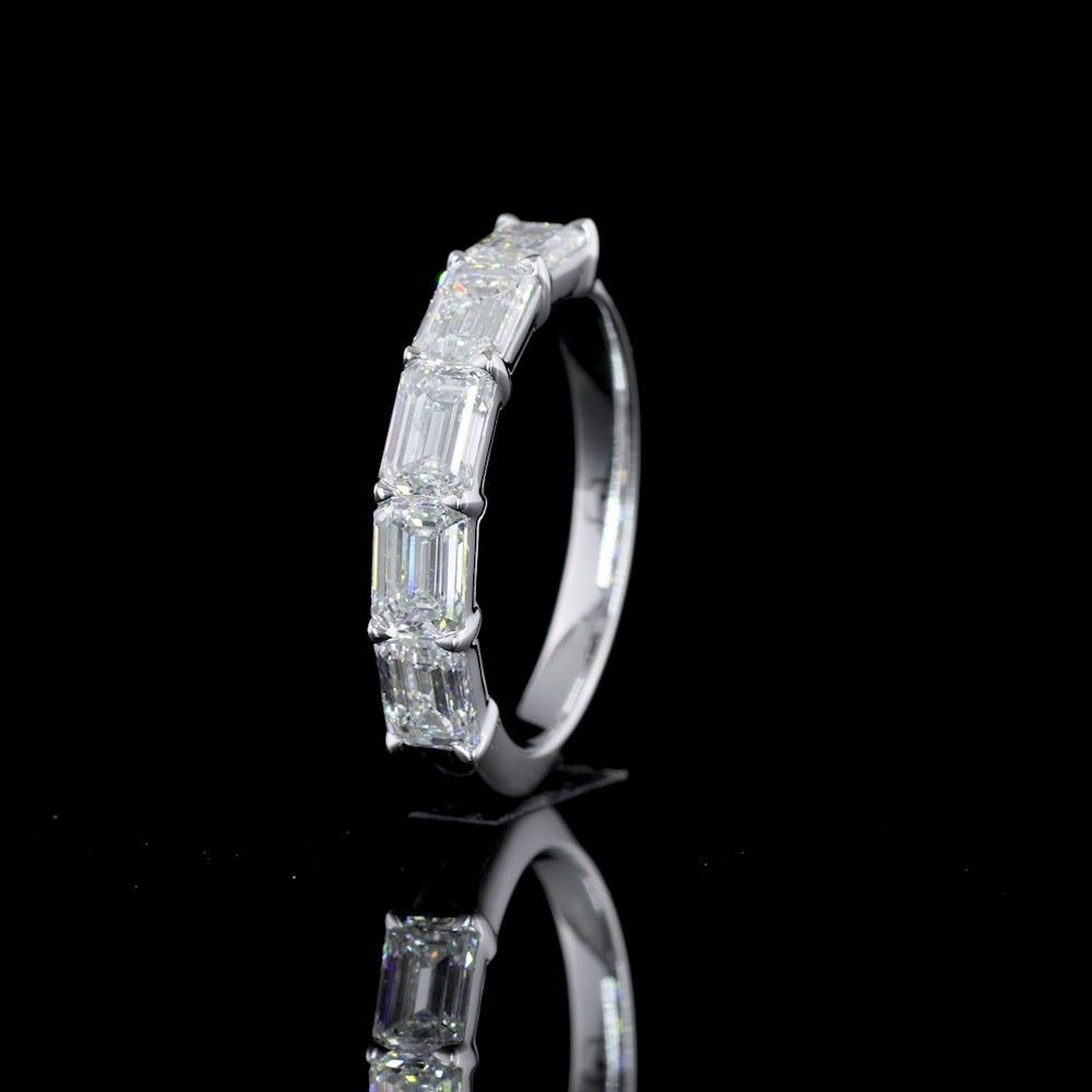 14K White Gold 5-Stone East-West Eternity Band with Emerald Cut Lab Diamonds - 1.84 Carats Total Diamond Weight - Covaloro Fine Jewelry