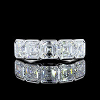 14K White Gold 5-Stone Eternity Band with Asscher Cut Lab Diamonds - 3.04 Carats Total Diamond Weight - Covaloro Fine Jewelry
