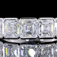 14K White Gold 5-Stone Eternity Band with Asscher Cut Lab Diamonds - 3.04 Carats Total Diamond Weight - Covaloro Fine Jewelry