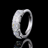 14K White Gold 5-Stone Eternity Band with Asscher Cut Lab Diamonds - 3.04 Carats Total Diamond Weight - Covaloro Fine Jewelry
