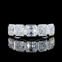 14K White Gold 5 Stone Eternity Band with Bezel Set Asscher Cut Lab Diamonds - 3.00 Carat Total Weight - Covaloro Fine Jewelry