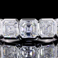 14K White Gold 5 Stone Eternity Band with Bezel Set Asscher Cut Lab Diamonds - 3.00 Carat Total Weight - Covaloro Fine Jewelry