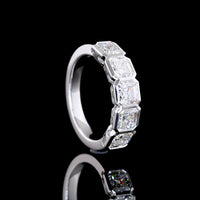 14K White Gold 5 Stone Eternity Band with Bezel Set Asscher Cut Lab Diamonds - 3.00 Carat Total Weight - Covaloro Fine Jewelry