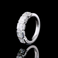 14K White Gold 5 Stone Eternity Band with Bezel Set Asscher Cut Lab Diamonds - 3.00 Carat Total Weight - Covaloro Fine Jewelry
