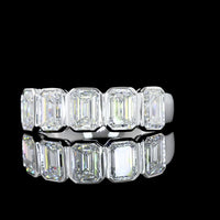 14K White Gold 5-Stone Eternity Band with Bezel-Set Emerald Cut Lab Diamonds - 2.07 Carat Total Diamond Weight - Covaloro Fine Jewelry