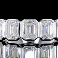 14K White Gold 5-Stone Eternity Band with Bezel-Set Emerald Cut Lab Diamonds - 2.07 Carat Total Diamond Weight - Covaloro Fine Jewelry