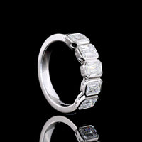 14K White Gold 5-Stone Eternity Band with Bezel-Set Emerald Cut Lab Diamonds - 2.07 Carat Total Diamond Weight - Covaloro Fine Jewelry