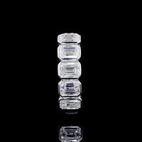 14K White Gold 5-Stone Eternity Band with Bezel-Set Emerald Cut Lab Diamonds - 2.07 Carat Total Diamond Weight - Covaloro Fine Jewelry