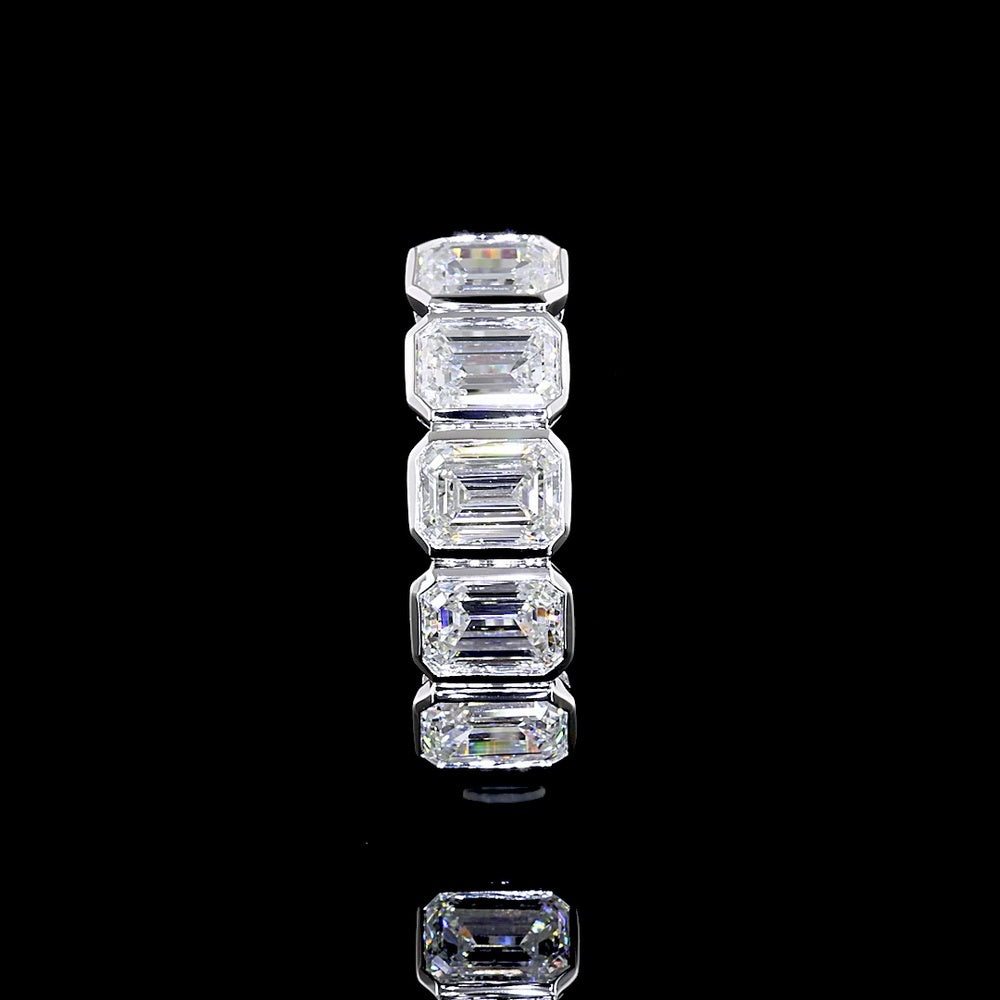 14K White Gold 5-Stone Eternity Band with Bezel-Set Emerald Cut Lab Diamonds - 2.07 Carat Total Diamond Weight - Covaloro Fine Jewelry