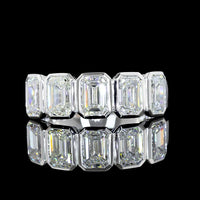 14K White Gold 5-Stone Eternity Band with Bezel Set Emerald Cut Lab Diamonds - 2.99 Carats Total Diamond Weight - Covaloro Fine Jewelry