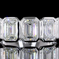 14K White Gold 5-Stone Eternity Band with Bezel Set Emerald Cut Lab Diamonds - 2.99 Carats Total Diamond Weight - Covaloro Fine Jewelry