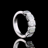 14K White Gold 5-Stone Eternity Band with Bezel Set Emerald Cut Lab Diamonds - 2.99 Carats Total Diamond Weight - Covaloro Fine Jewelry