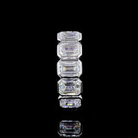 14K White Gold 5-Stone Eternity Band with Bezel Set Emerald Cut Lab Diamonds - 2.99 Carats Total Diamond Weight - Covaloro Fine Jewelry
