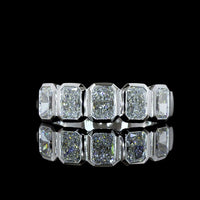 14K White Gold 5-Stone Eternity Band with Bezel Set North-South Radiant Cut Lab Diamonds - 2.07 Carat Total Weight - Covaloro Fine Jewelry