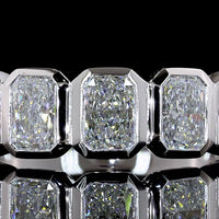14K White Gold 5-Stone Eternity Band with Bezel Set North-South Radiant Cut Lab Diamonds - 2.07 Carat Total Weight - Covaloro Fine Jewelry