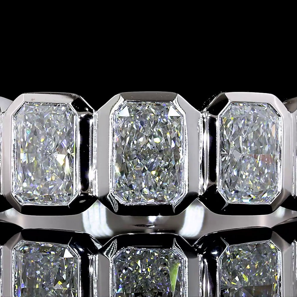 14K White Gold 5-Stone Eternity Band with Bezel Set North-South Radiant Cut Lab Diamonds - 2.07 Carat Total Weight - Covaloro Fine Jewelry