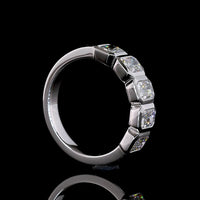 14K White Gold 5-Stone Eternity Band with Bezel Set North-South Radiant Cut Lab Diamonds - 2.07 Carat Total Weight - Covaloro Fine Jewelry