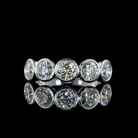 14K White Gold 5-Stone Eternity Band with Bezel Set Round Brilliant Lab-Grown Diamonds - 2.03 Total Carat Weight - Covaloro Fine Jewelry