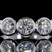 14K White Gold 5-Stone Eternity Band with Bezel Set Round Brilliant Lab-Grown Diamonds - 2.03 Total Carat Weight - Covaloro Fine Jewelry