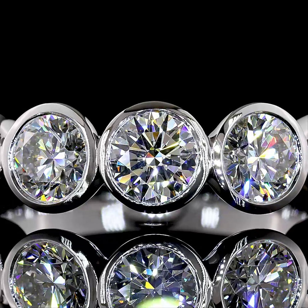 14K White Gold 5-Stone Eternity Band with Bezel Set Round Brilliant Lab-Grown Diamonds - 2.03 Total Carat Weight - Covaloro Fine Jewelry