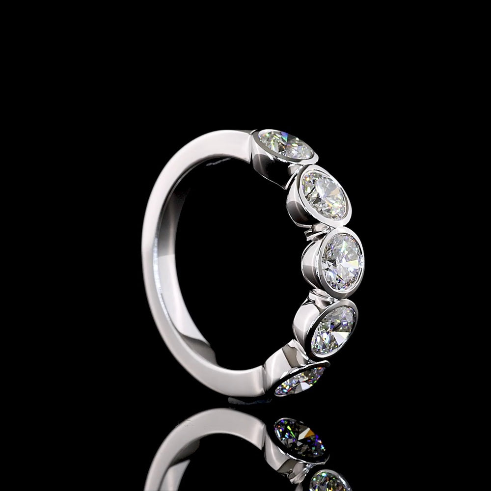 14K White Gold 5-Stone Eternity Band with Bezel Set Round Brilliant Lab-Grown Diamonds - 2.03 Total Carat Weight - Covaloro Fine Jewelry