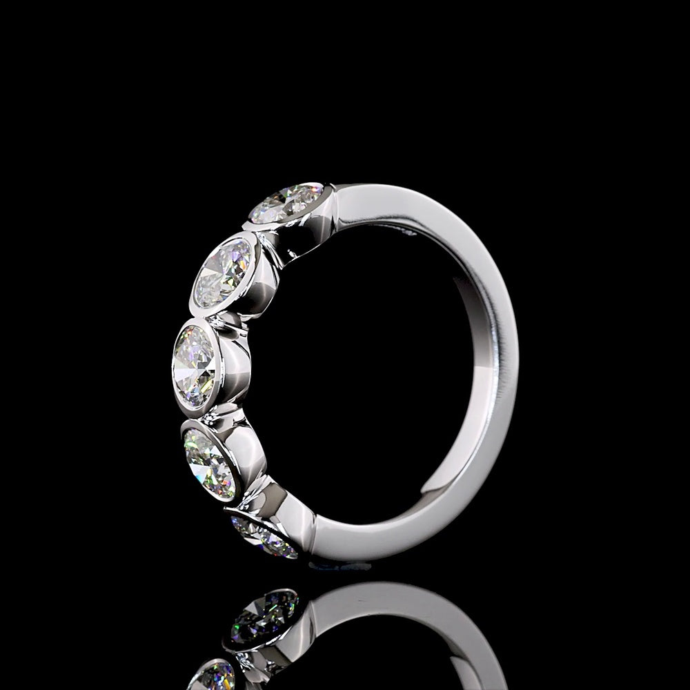14K White Gold 5-Stone Eternity Band with Bezel Set Round Brilliant Lab-Grown Diamonds - 2.03 Total Carat Weight - Covaloro Fine Jewelry