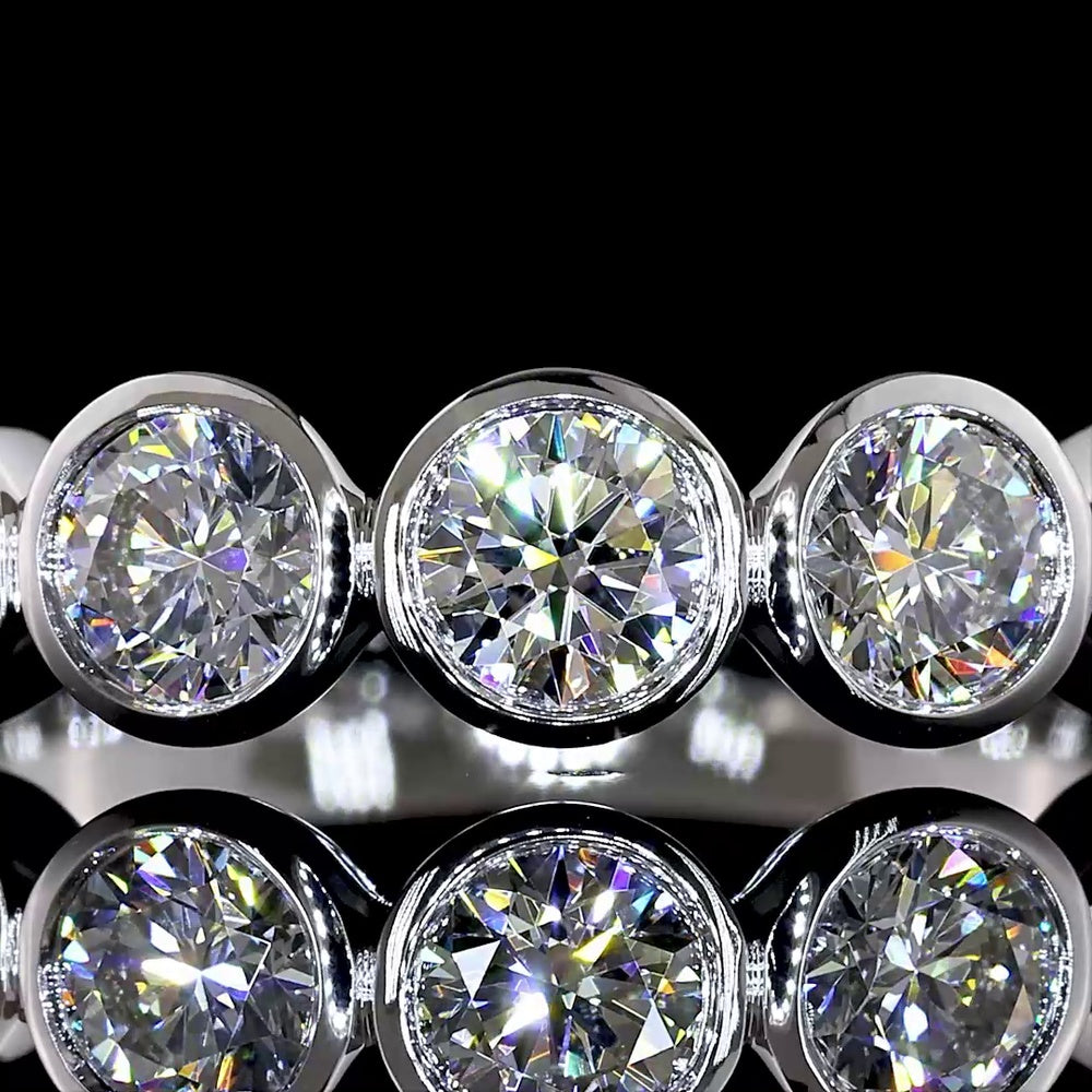 14K White Gold 5-Stone Eternity Band with Bezel-Set Round Lab Diamonds - 0.98 Carat Total Weight - Covaloro Fine Jewelry