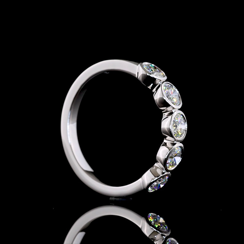 14K White Gold 5-Stone Eternity Band with Bezel-Set Round Lab Diamonds - 0.98 Carat Total Weight - Covaloro Fine Jewelry