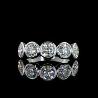 14K White Gold 5-Stone Eternity Band with Bezel Set Round Lab Diamonds - 3.05 Carats Total Diamond Weight - Covaloro Fine Jewelry