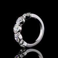 14K White Gold 5-Stone Eternity Band with Bezel Set Round Lab Diamonds - 3.05 Carats Total Diamond Weight - Covaloro Fine Jewelry